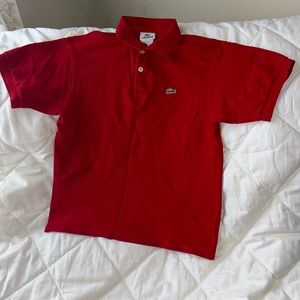 Lacoste Collared Red Polo Shirt 100% Cotton Mens SZ 16 Large EUC